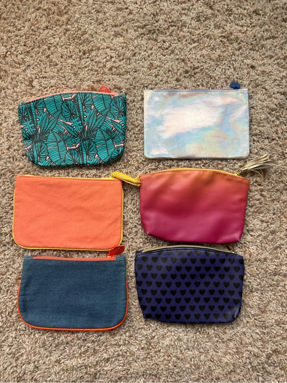 Ipsy Cosmetic Pouch Set - Assorted Colors (Peach, Teal, Pink, Blue)